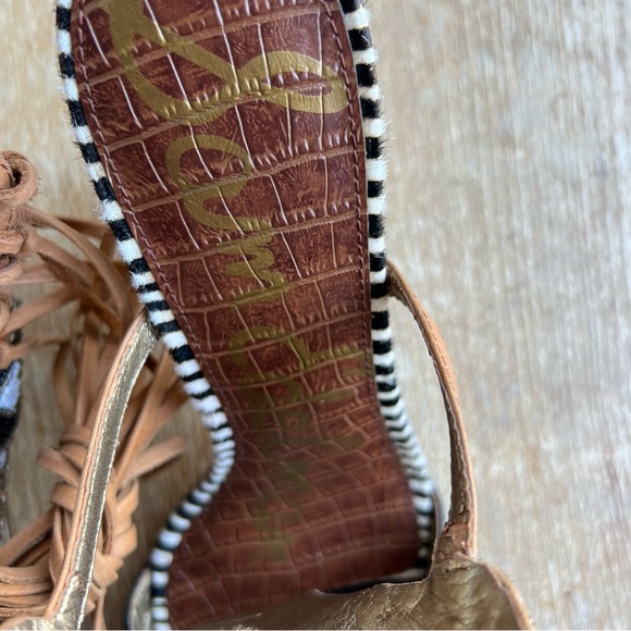 Sam Edelman Sandals Yates Tribal Beaded Wraparound High Heel Black & Soft Saddle - Picture 11 of 16